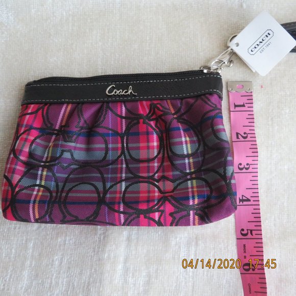 Coach Multi Color Tartan Purple Pink Wristlet - Picture 6 of 11